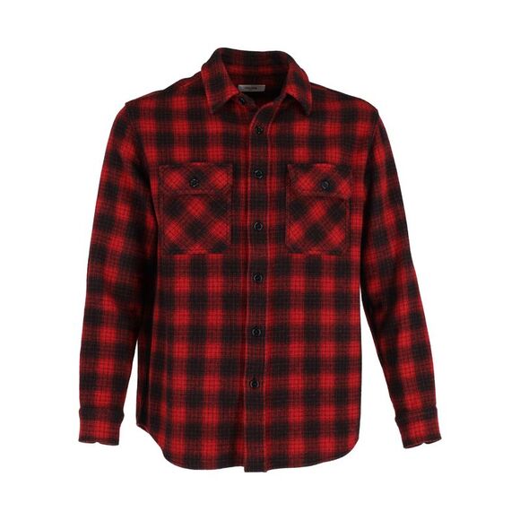 Celine Homme Checked Flannel Shirt in Red Wool - Picture 1 of 3